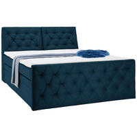 Pat Boxspring, 160/200 cm, albastru închis - albastru închis/negru, Konventionell, plastic/textil (160/200cm) - Esposa