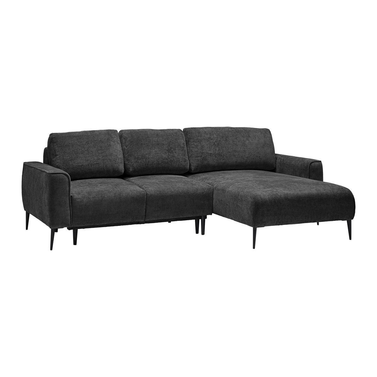 ECKSOFA in Webstoff Schwarz  - Schwarz, Modern, Textil/Metall (255/164cm) - MID.YOU
