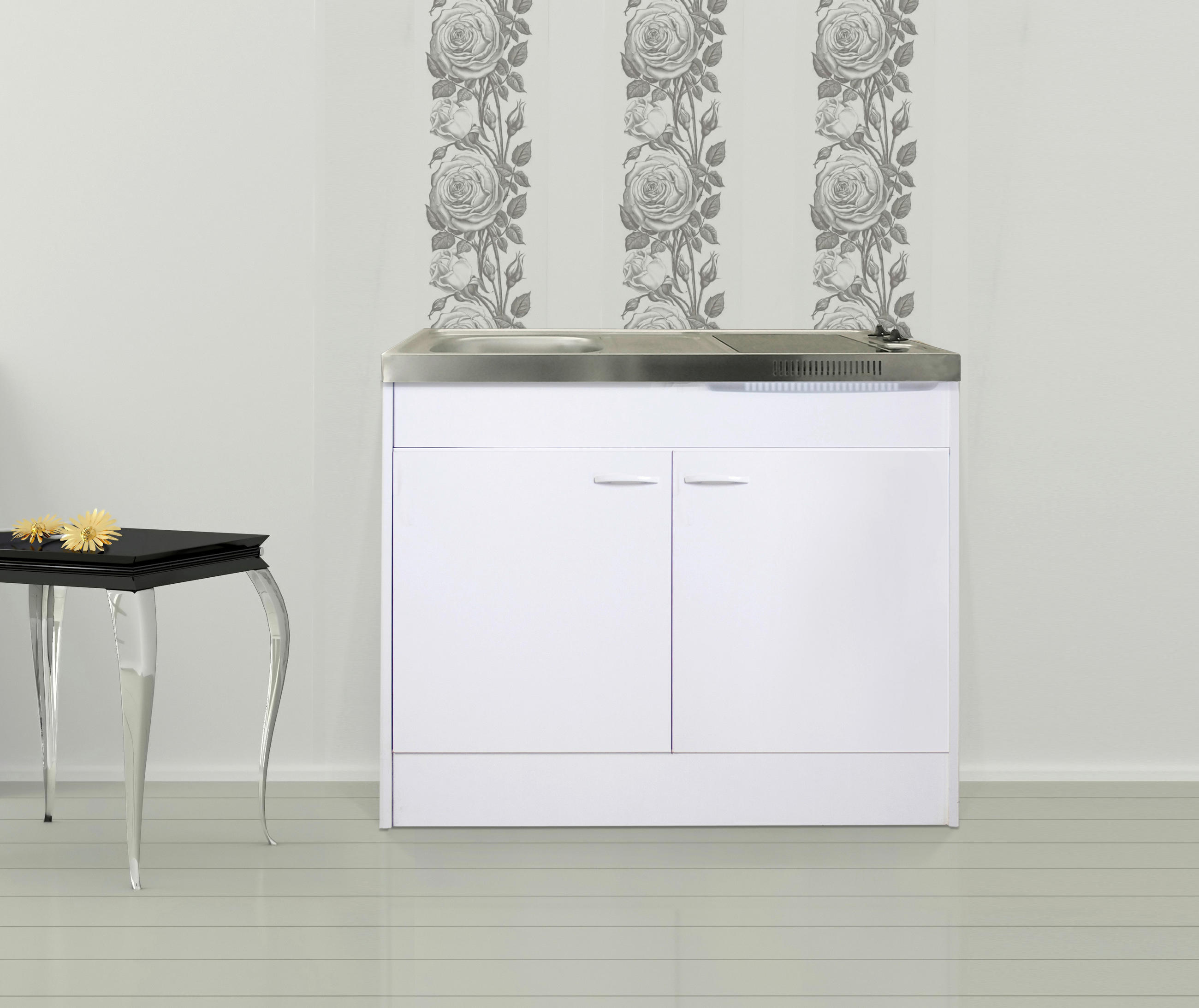 Miniküche Mit Kochfeld 100 Cm Weiß Elegant