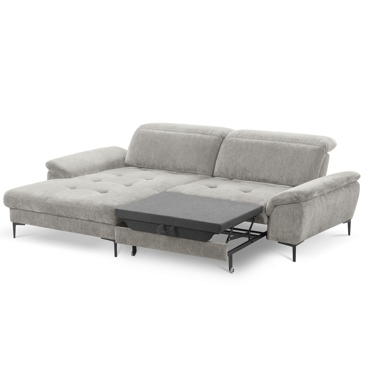 ECKSOFA  Webstoff Grau  - Schwarz/Grau, Design, Textil/Metall (195/268cm) - Livetastic