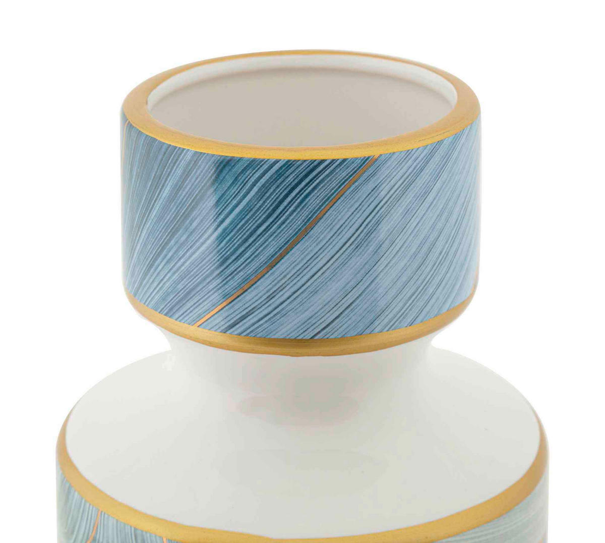 Vase Elegant Tall  - Blau/Goldfarben, Basics, Keramik (14/40/14cm)