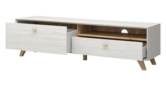 LOWBOARD melaminharzbeschichtet Weiß - Eichefarben/Weiß, Design, Holz (187/50/45cm) - Linea Natura