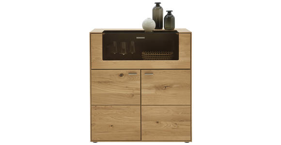 HIGHBOARD 90/100/41 cm  - Edelstahlfarben/Eichefarben, Natur, Glas/Holz (90/100/41cm) - Valnatura