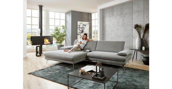 ECKSOFA Grau Webstoff  - Schwarz/Grau, Design, Textil/Metall (180/284cm) - Dieter Knoll