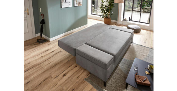 SCHLAFSOFA  mit Mikrofaser Hellgrau  - Hellgrau/Schwarz, KONVENTIONELL, Kunststoff/Textil (202/90/97cm) - Carryhome