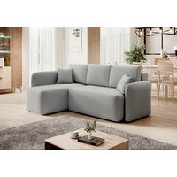 ECKSOFA Hellgrau Plüsch  - Hellgrau/Schwarz, Design, Kunststoff/Textil (150/206cm) - MID.YOU