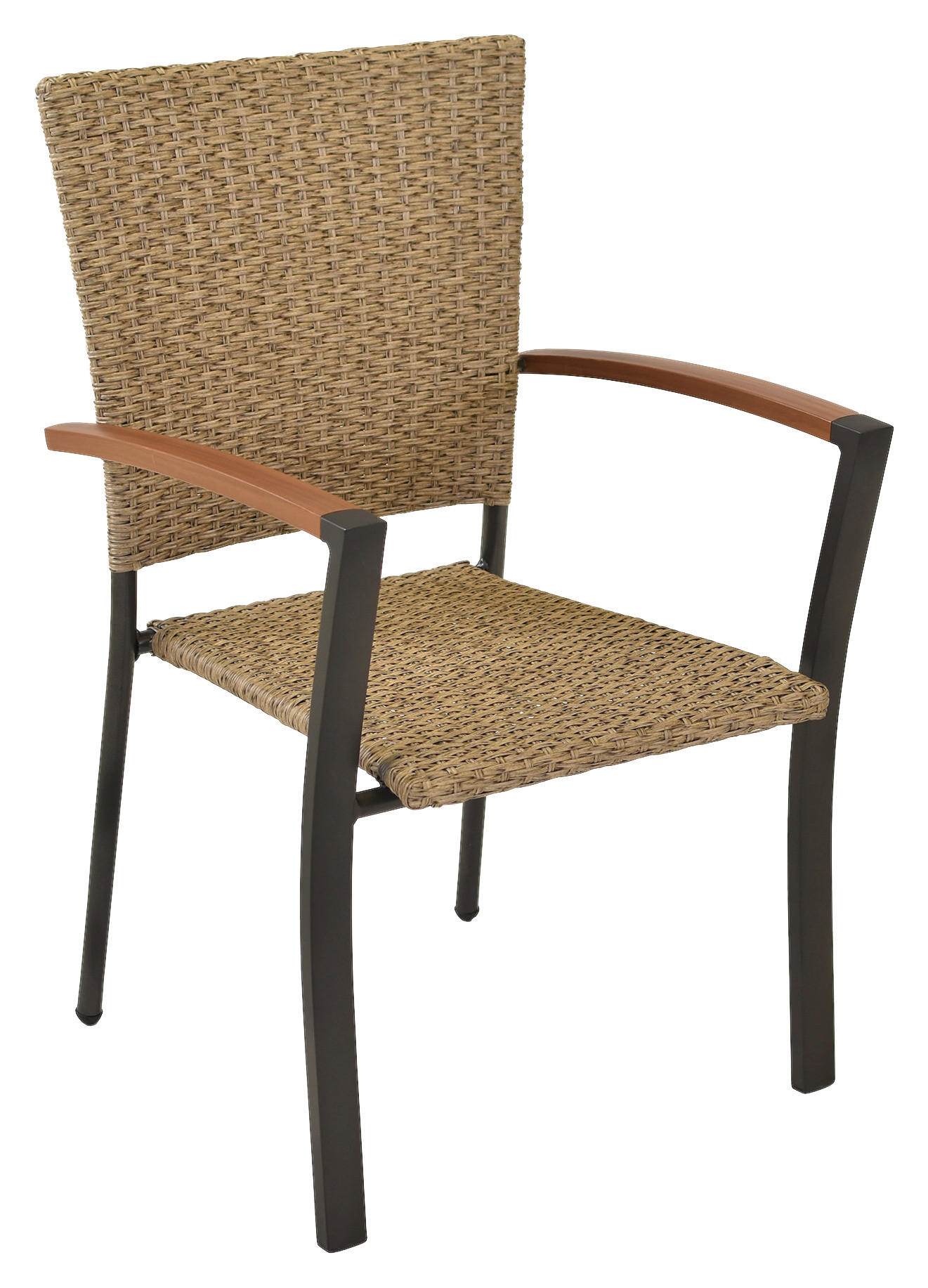 Stapelsesselset Aluminium Graphitfarben, Naturfarben  - Graphitfarben/Naturfarben, MODERN, Kunststoff/Metall (57/94/56cm) - Gardenson