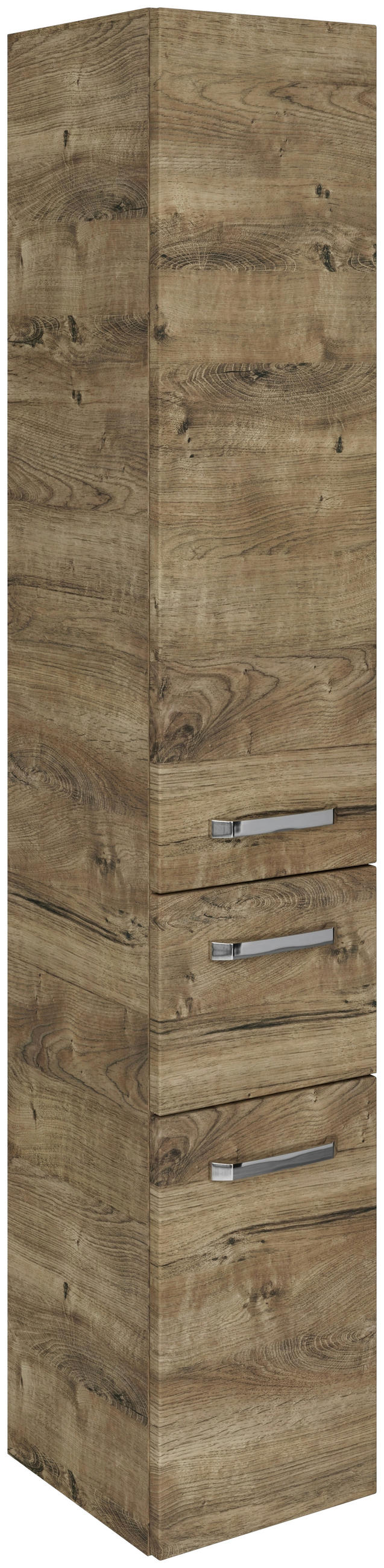 HOCHSCHRANK 30/168/33 cm  - Eiche dunkel/Chromfarben, MODERN, Glas/Holzwerkstoff (30/168/33cm) - Sadena