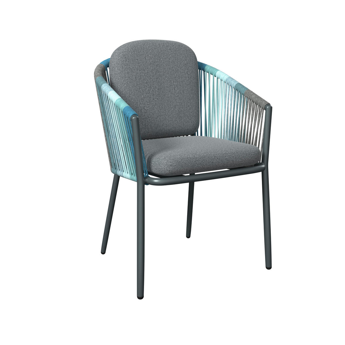 STAPELSESSEL in Metall, Textil Blau, Grau, Dunkelgrau  - Blau/Dunkelgrau, Design, Textil/Metall (58,5/79,5/61,5cm) - Amatio