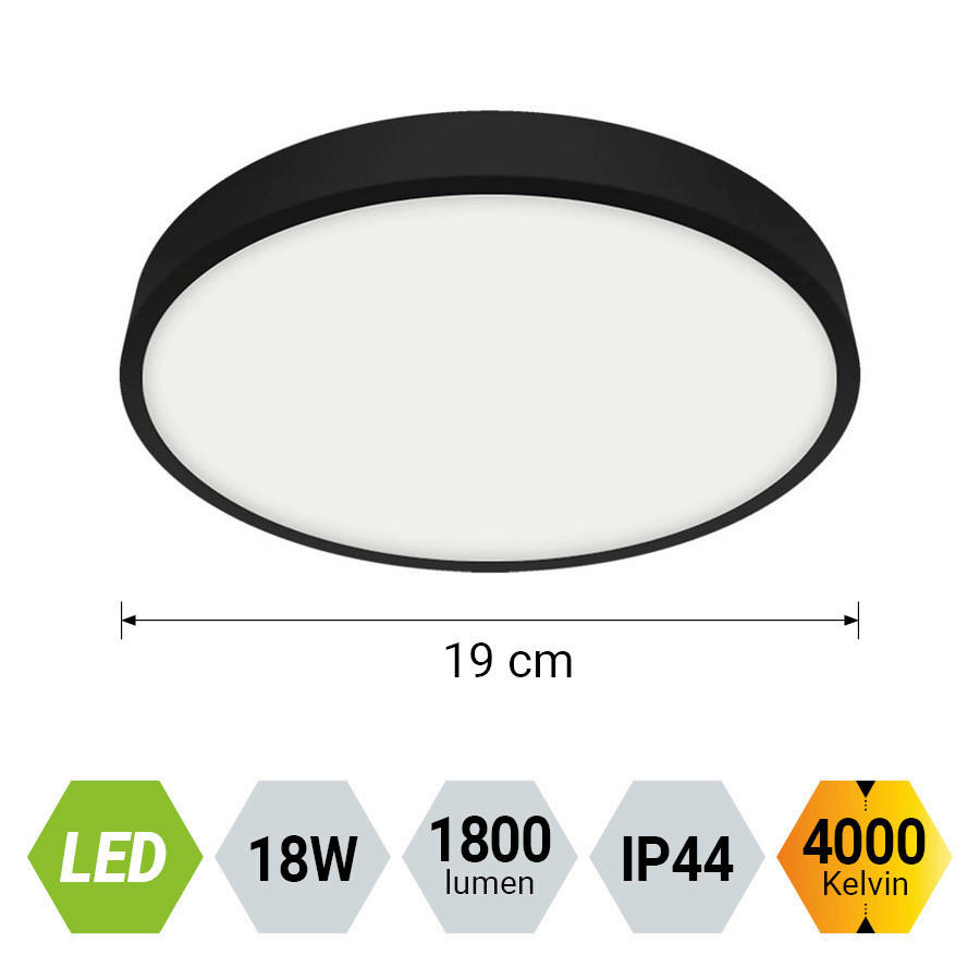 Plafonieră Cu Led    2,5/19/19 cm  - negru, Basics, plastic/metal (2,5/19/19cm)
