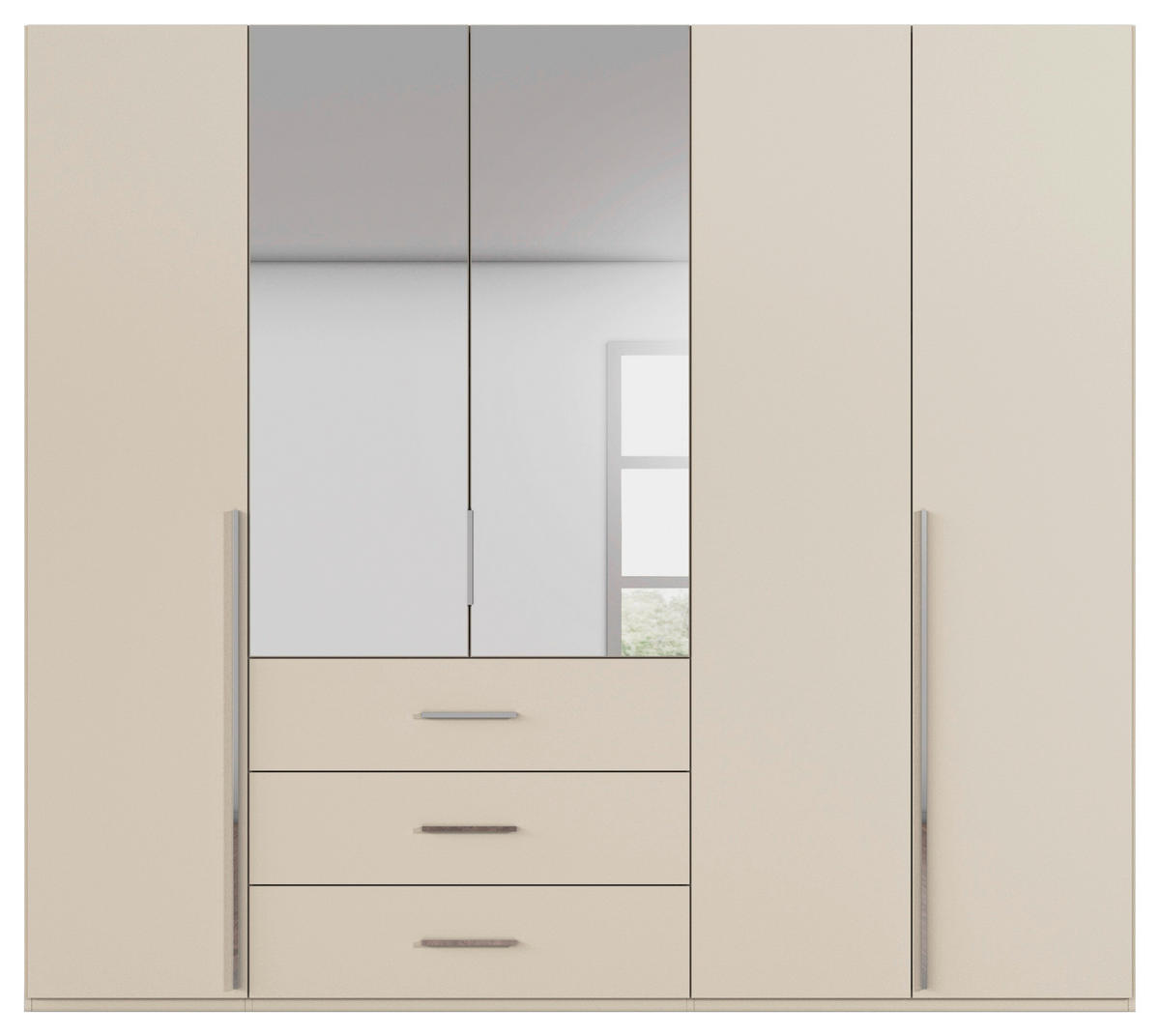 DREHTÜRENSCHRANK 251/223/60 cm,  in Champagner, 5-türig  - Chromfarben/Champagner, Design, Glas/Holzwerkstoff (251/223/60cm) - home24