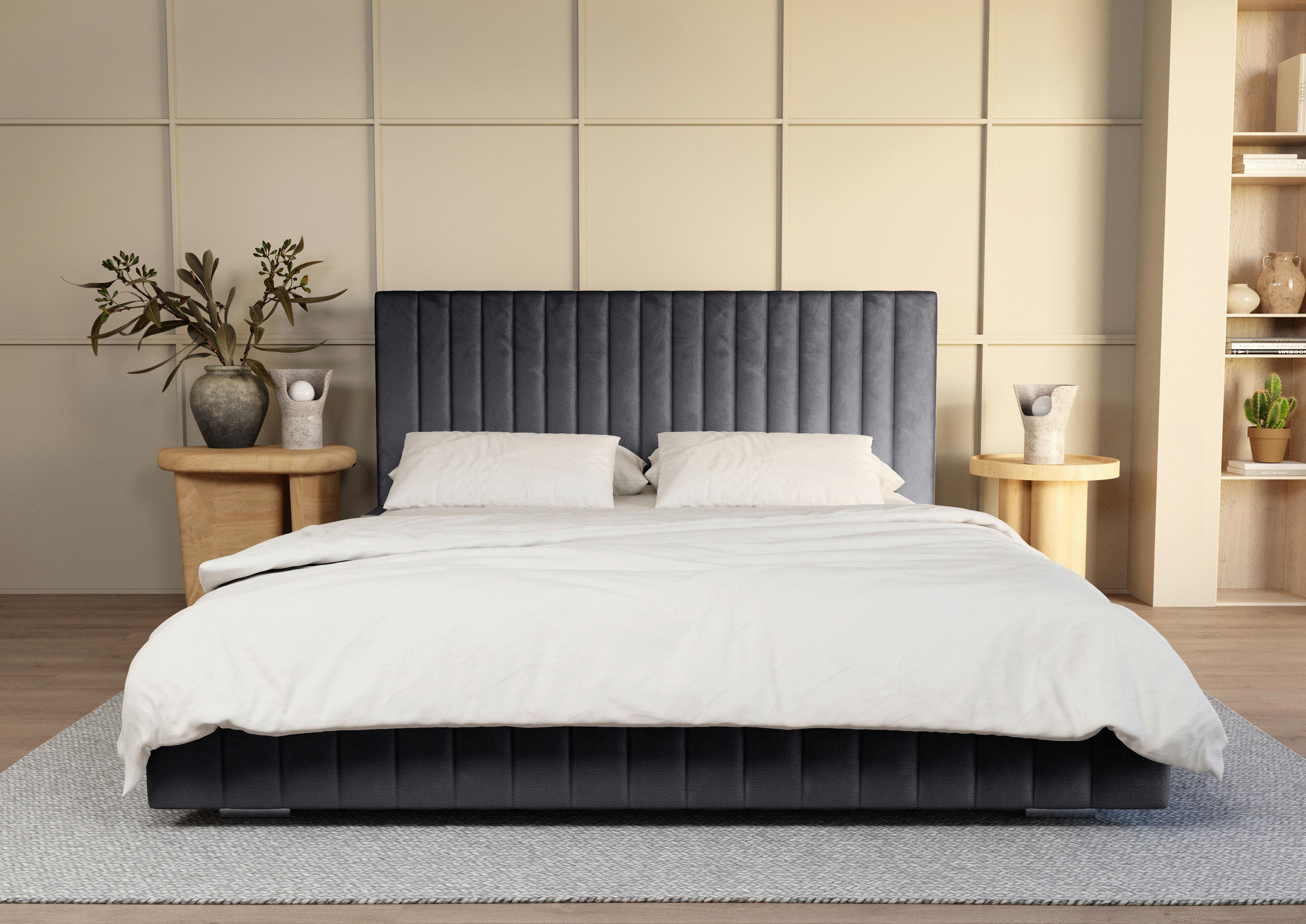 POLSTERBETT Bettkasten, Lattenrost 180/200 cm  in Anthrazit  - Anthrazit/Schwarz, Design, Holz/Kunststoff (180/200cm) - Boxxx