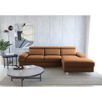ECKSOFA in Mikrofaser Braun  - Silberfarben/Braun, Konventionell, Textil/Metall (182/82/259cm) - Trendmanufaktur