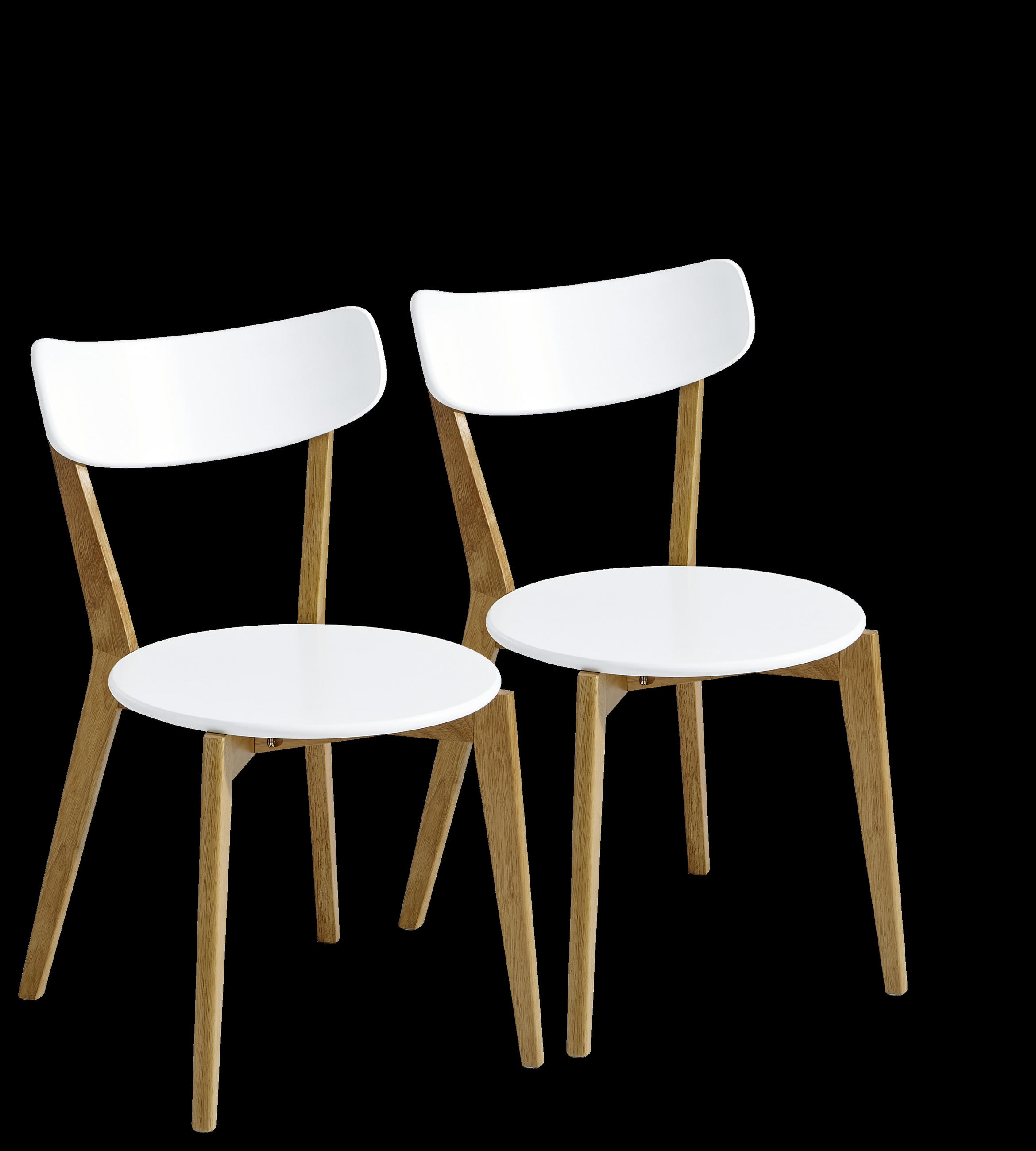 Stuhl-Set in Holz Naturfarben, Weiß