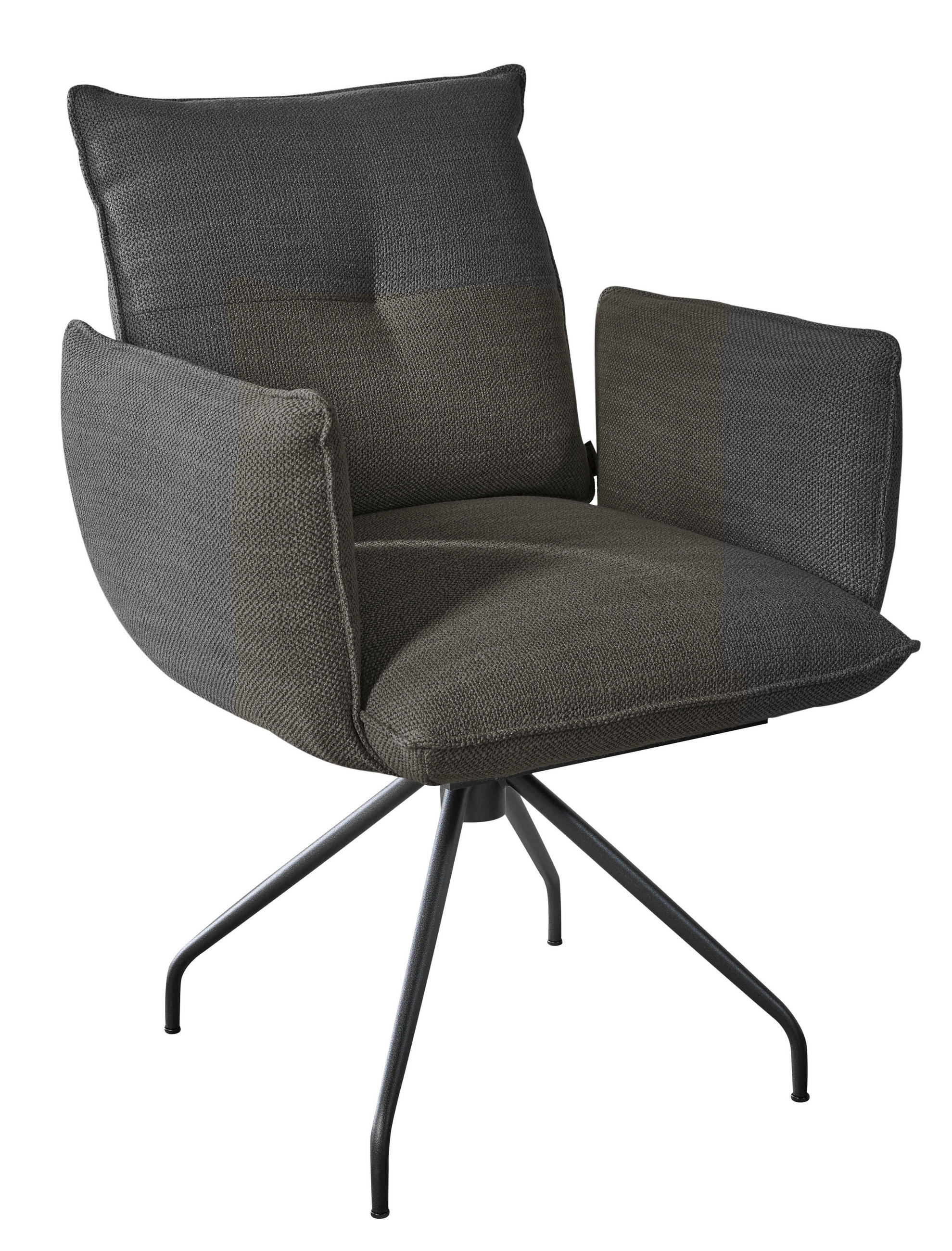 ARMLEHNSTUHL  in Stahl Struktur  - Schwarz/Braun, Design, Textil/Metall (65/90/70cm) - Dieter Knoll