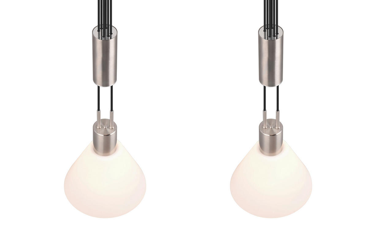 HÄNGLAMPA Stanley 19/55/160 cm  - vit/nickelfärgad, Klassisk, metall/glas (19/55/160cm) - Trio Leuchten