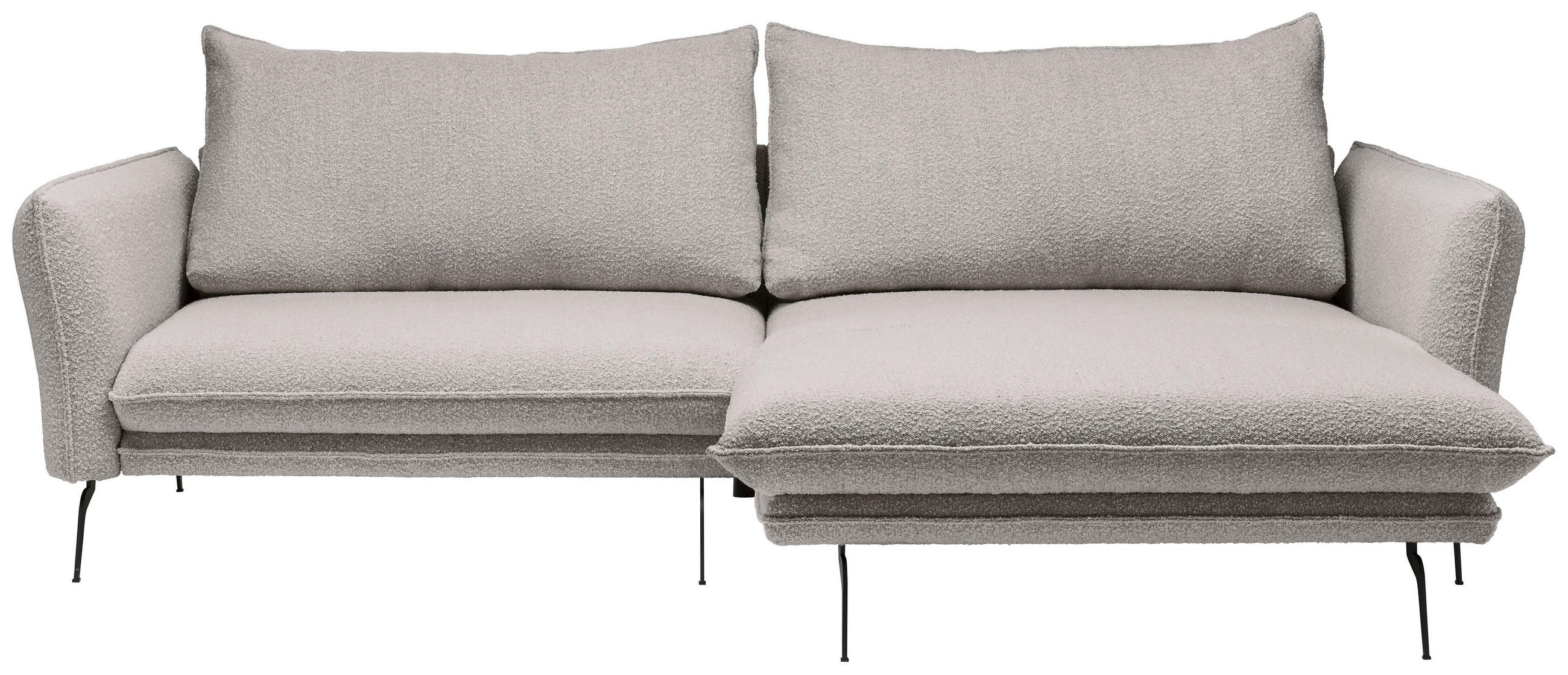 ECKSOFA Hellbraun Bouclé  - Hellbraun/Schwarz, Design, Textil/Metall (277/182cm) - Stylife