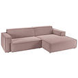 ECKSOFA in Feincord Altrosa  - Schwarz/Altrosa, KONVENTIONELL, Kunststoff/Textil (276/168cm) - Hom`in