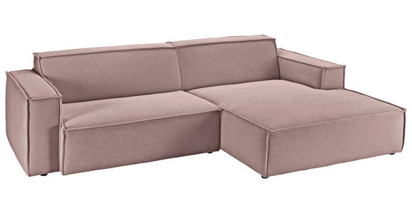 ECKSOFA in Feincord Altrosa  - Schwarz/Altrosa, KONVENTIONELL, Kunststoff/Textil (276/168cm) - Hom`in