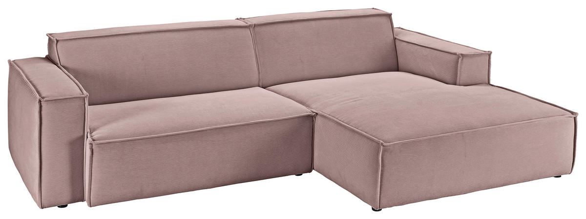 ECKSOFA in Feincord Altrosa  - Schwarz/Altrosa, Konventionell, Kunststoff/Textil (276/168cm) - Hom`in