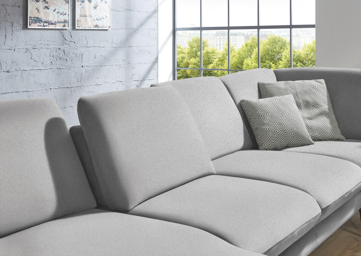WOHNLANDSCHAFT in Webstoff Hellgrau  - Hellgrau/Schwarz, Design, Textil/Metall (180/344/208cm) - Dieter Knoll