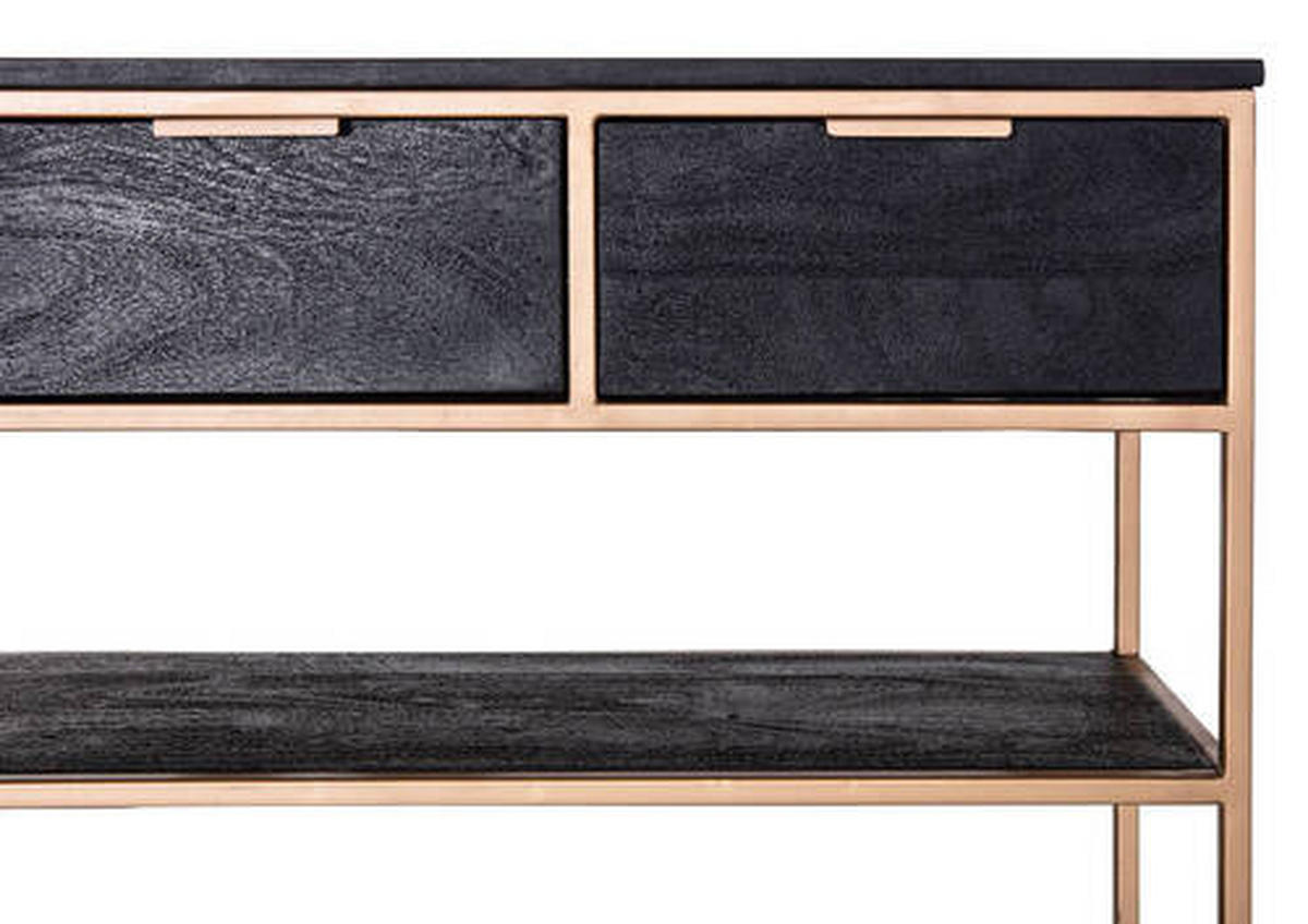 KONSOLENTISCH in Holz 141/33/80 cm   - Goldfarben/Schwarz, Design, Holz/Metall (141/33/80cm) - Lomoco