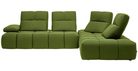ECKSOFA in Struktur Grün 313/233 cm - Schwarz/Grün, Design, Kunststoff/Textil (313/233cm) - Emilio Belluti