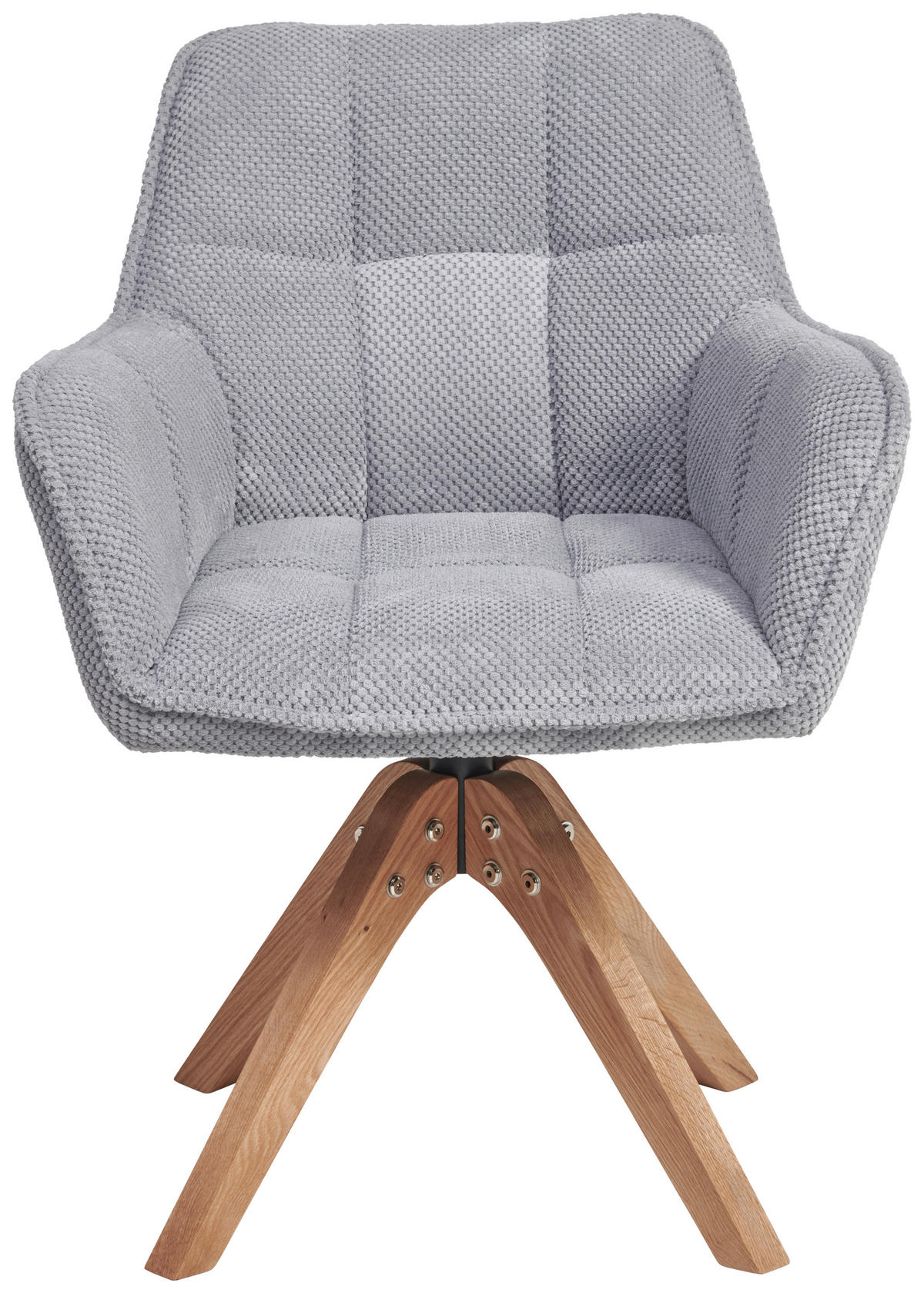 ARMLEHNSTUHL  Sitzfläche 360° drehbar, inklusive Armlehnen Webstoff  - Eichefarben/Grau, Basics, Holz/Textil (61/85/63cm) - MID.YOU