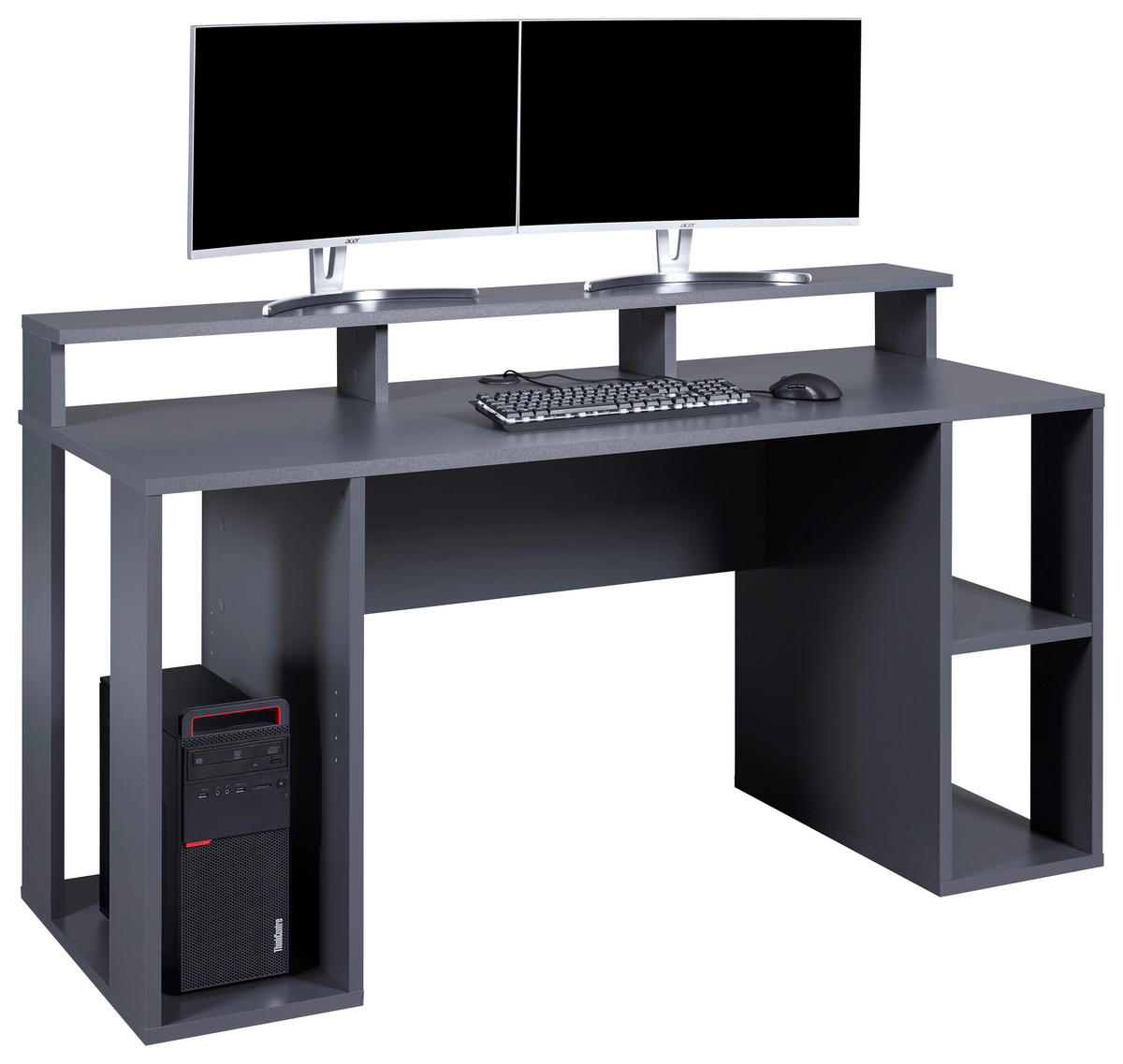SCHREIBTISCH 160/91/76,5 cm  in Anthrazit  - Anthrazit, KONVENTIONELL, Holzwerkstoff (160/91/76,5cm) - Boxxx