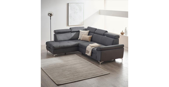 ECKSOFA in Mikrofaser Dunkelgrau  - Chromfarben/Dunkelgrau, KONVENTIONELL, Textil/Metall (206/271cm) - Carryhome