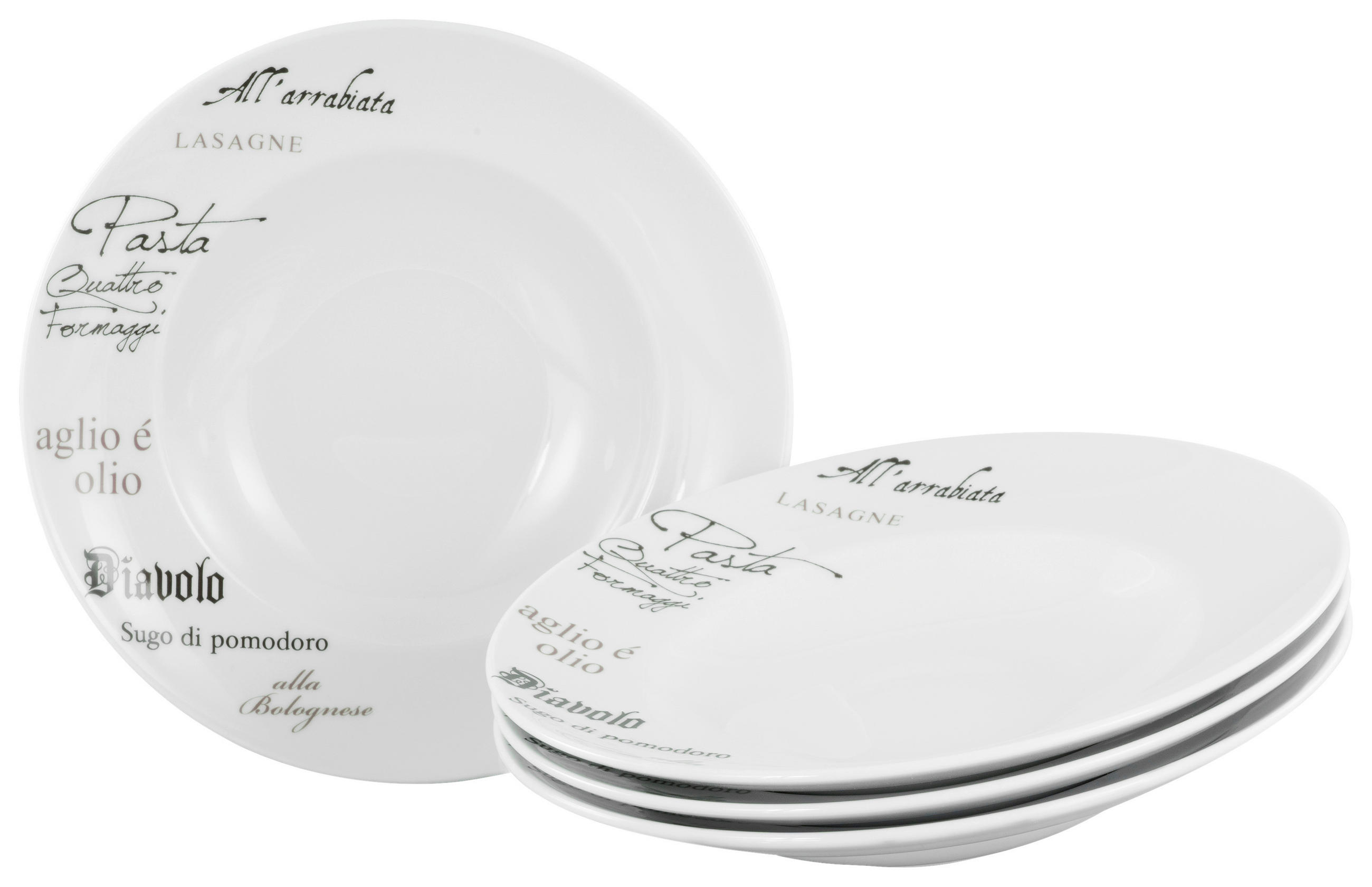 PASTATELLERSET Europa Gustoso 4-teilig  - Weiß, Design, Keramik (27cm) - Creatable