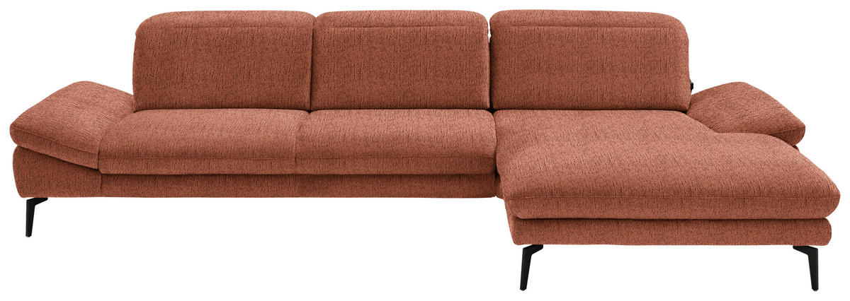 ECKSOFA in Chenille Rostfarben  - Rostfarben/Schwarz, Design, Textil/Metall (319/188cm) - Beldomo System