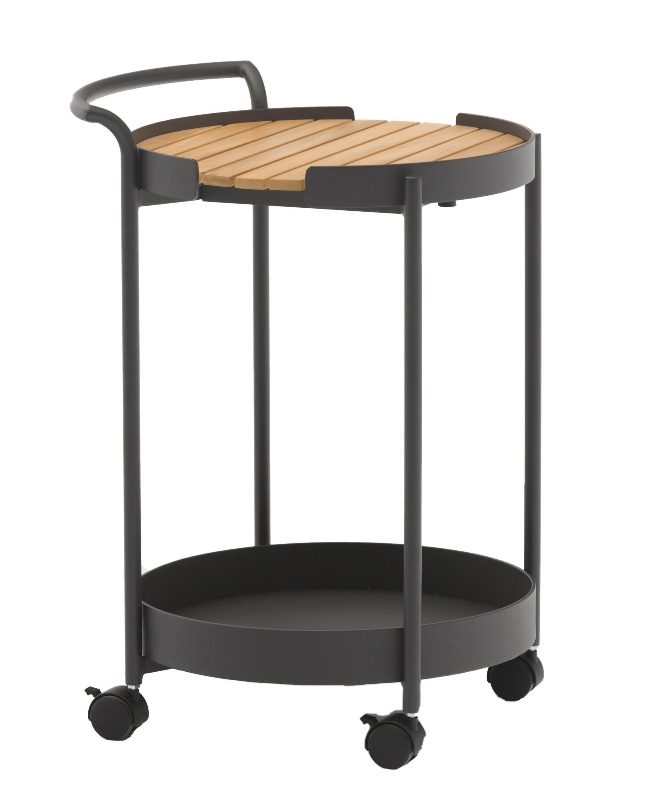 SERVIERWAGEN Teakholz Graphitfarben, Teakfarben  - Graphitfarben/Teakfarben, Design, Holz/Metall (51,3/45/70,6cm) - Zebra 