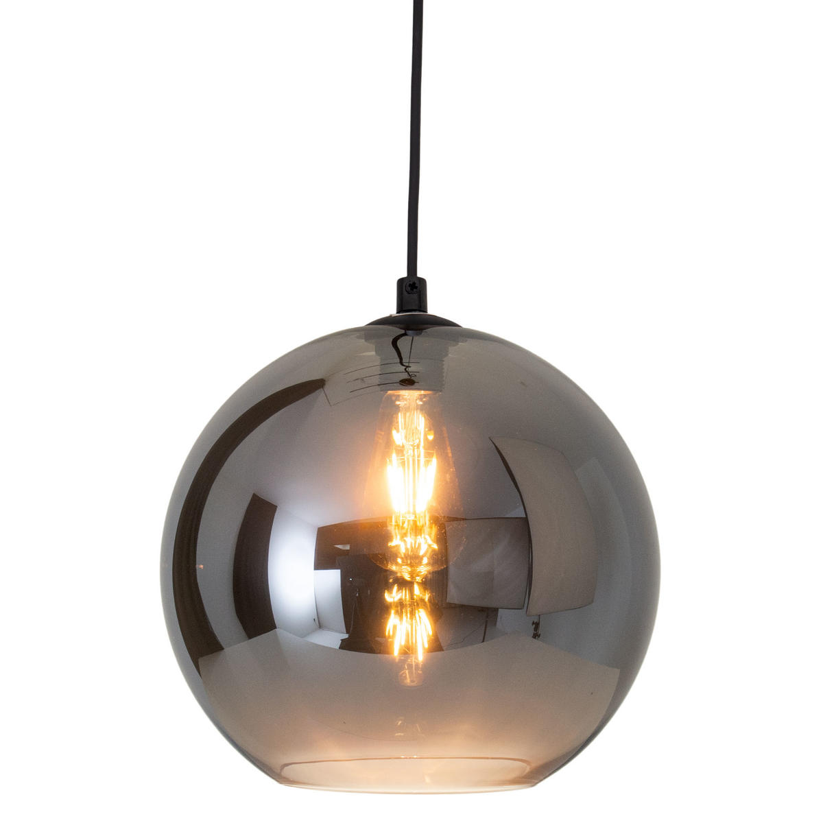 HÄNGELEUCHTE 25/125 cm   - Silberfarben/Schwarz, Design, Glas/Kunststoff (25/125cm) - Näve