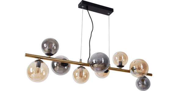 LED-HÄNGELEUCHTE 86,6/36/120 cm - Goldfarben/Bernsteinfarben, LIFESTYLE, Glas/Metall (86,6/36/120cm) - Dieter Knoll