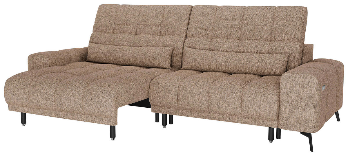 BIGSOFA Chenille Beigebraun  - Beigebraun/Schwarz, MODERN, Textil/Metall (300/112cm) - Xora