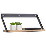 WANDREGAL Akazie vollmassiv Schwarz, Akaziefarben  - Schwarz/Akaziefarben, Trend, Holz/Metall (43/18/15cm) - Landscape