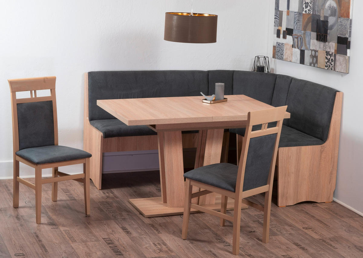 ECKBANKGRUPPE Mikrofaser Sonoma Eiche, Grau  - Grau/Sonoma Eiche, KONVENTIONELL, Holz/Textil (125/89/165cm) - MID.YOU