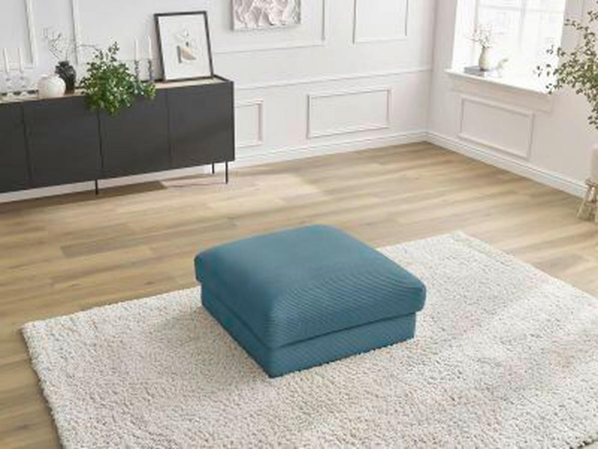 HOCKER LEONARD Cord Hellblau  - Schwarz/Hellblau, MODERN, Kunststoff/Textil (86/43/86cm)
