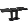 ESSTISCH in Metall, Glas, Holzwerkstoff 120-160/80/76 cm  - Schwarz, Design, Glas/Holzwerkstoff (120-160/80/76cm) - Hom`in