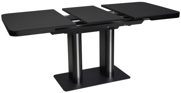 ESSTISCH in Metall, Glas, Holzwerkstoff 120-160/80/76 cm - Schwarz, Design, Glas/Holzwerkstoff (120-160/80/76cm) - Hom`in