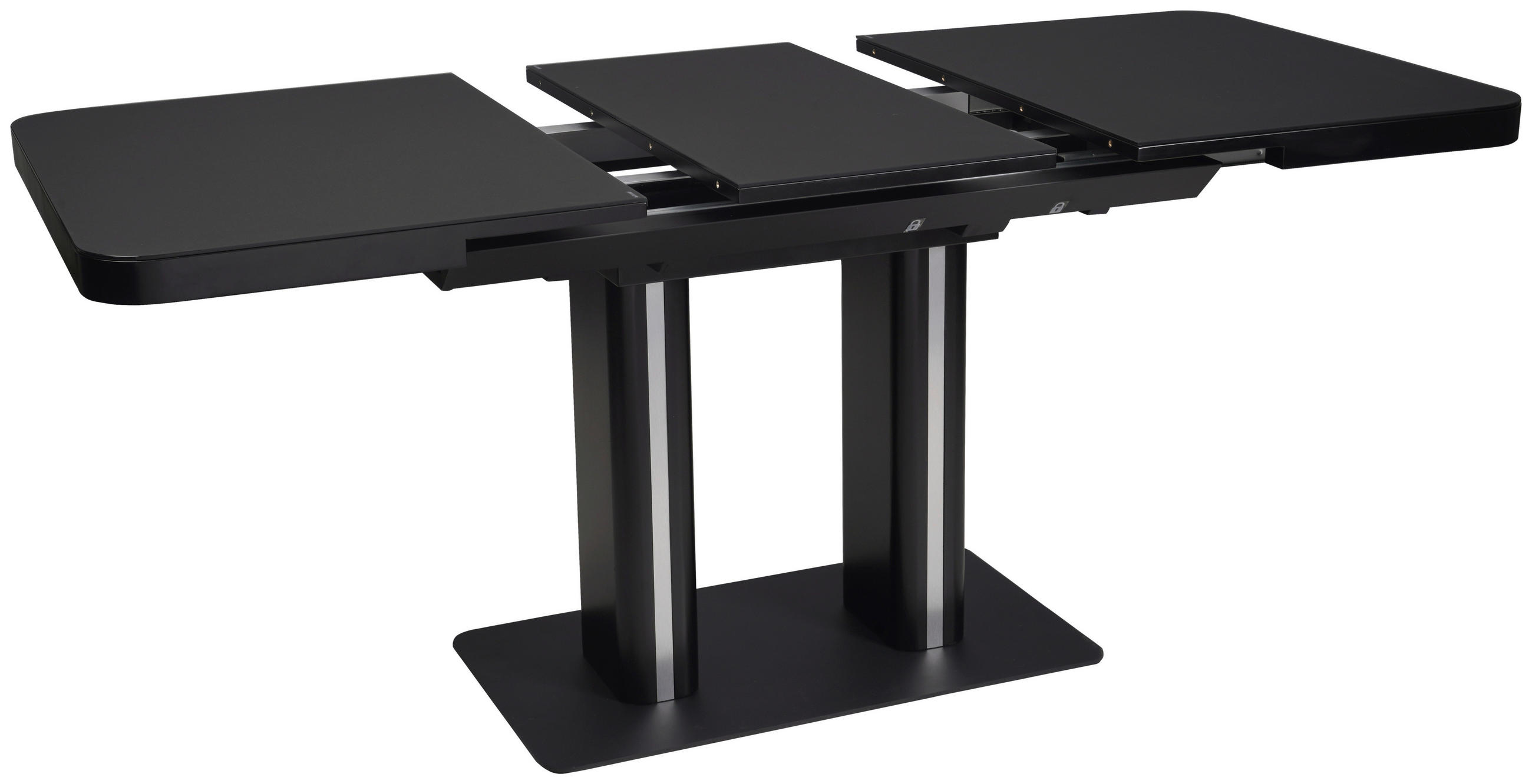 MATBORD svart rektangulär  utdragbar  - svart, Design, metall/trämaterial (120-160/80/76cm) - Hom`in