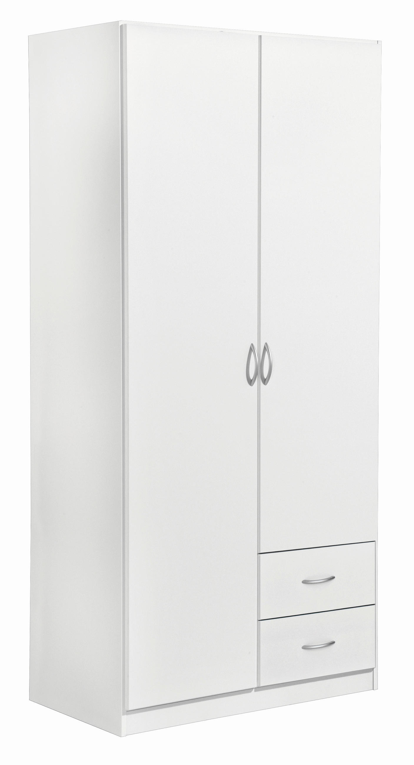 KLEIDERSCHRANK Weiss  - Weiss/Silberfarben, Design, Holzwerkstoff/Kunststoff (91/197/54cm) - Boxxx