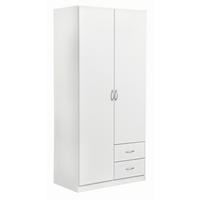 KLEIDERSCHRANK Weiss  - Weiss/Silberfarben, Design, Holzwerkstoff/Kunststoff (91/197/54cm) - Boxxx