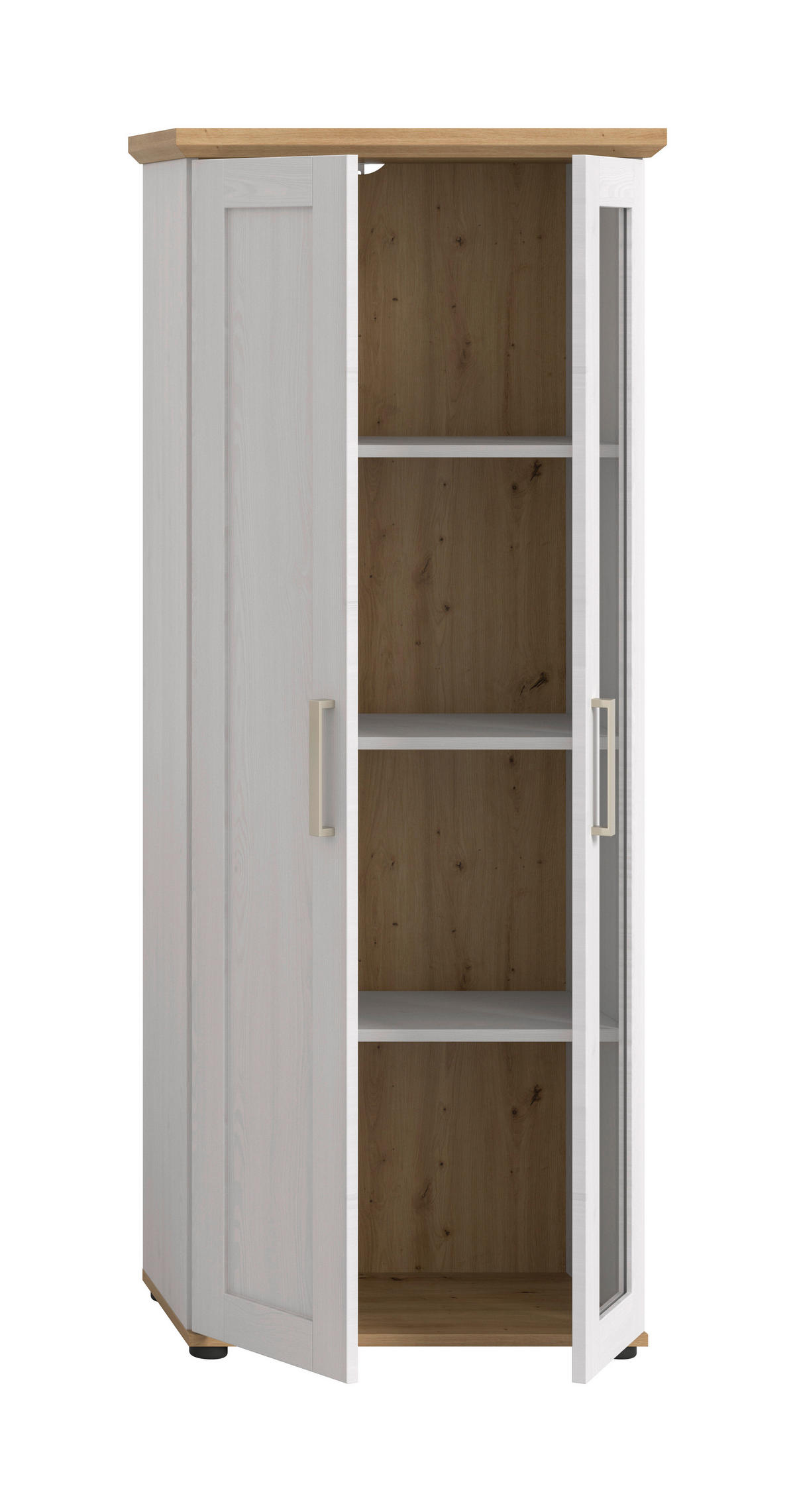 VITRINE  in Lärchefarben, Eiche Artisan - Silberfarben/Lärchefarben, Design, Holzwerkstoff/Kunststoff (64/161/37cm) - Livetastic