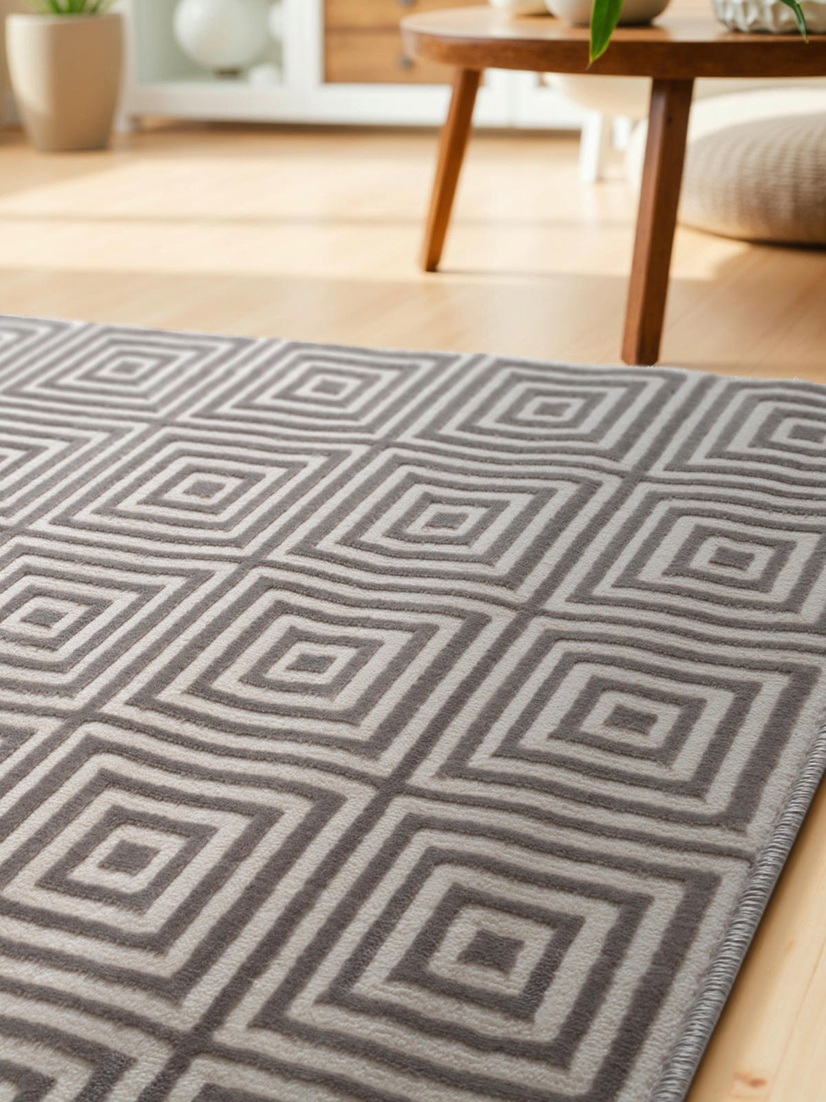 LÄUFER 80/240 cm Perles  - Weiß/Grau, Basics, Kunststoff (80/240cm) - Elle Decoration