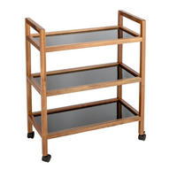 BADEZIMMERREGAL 65/76,5/31 cm  - Schwarz/Akaziefarben, Basics, Glas/Holz (65/76,5/31cm) - Wenko
