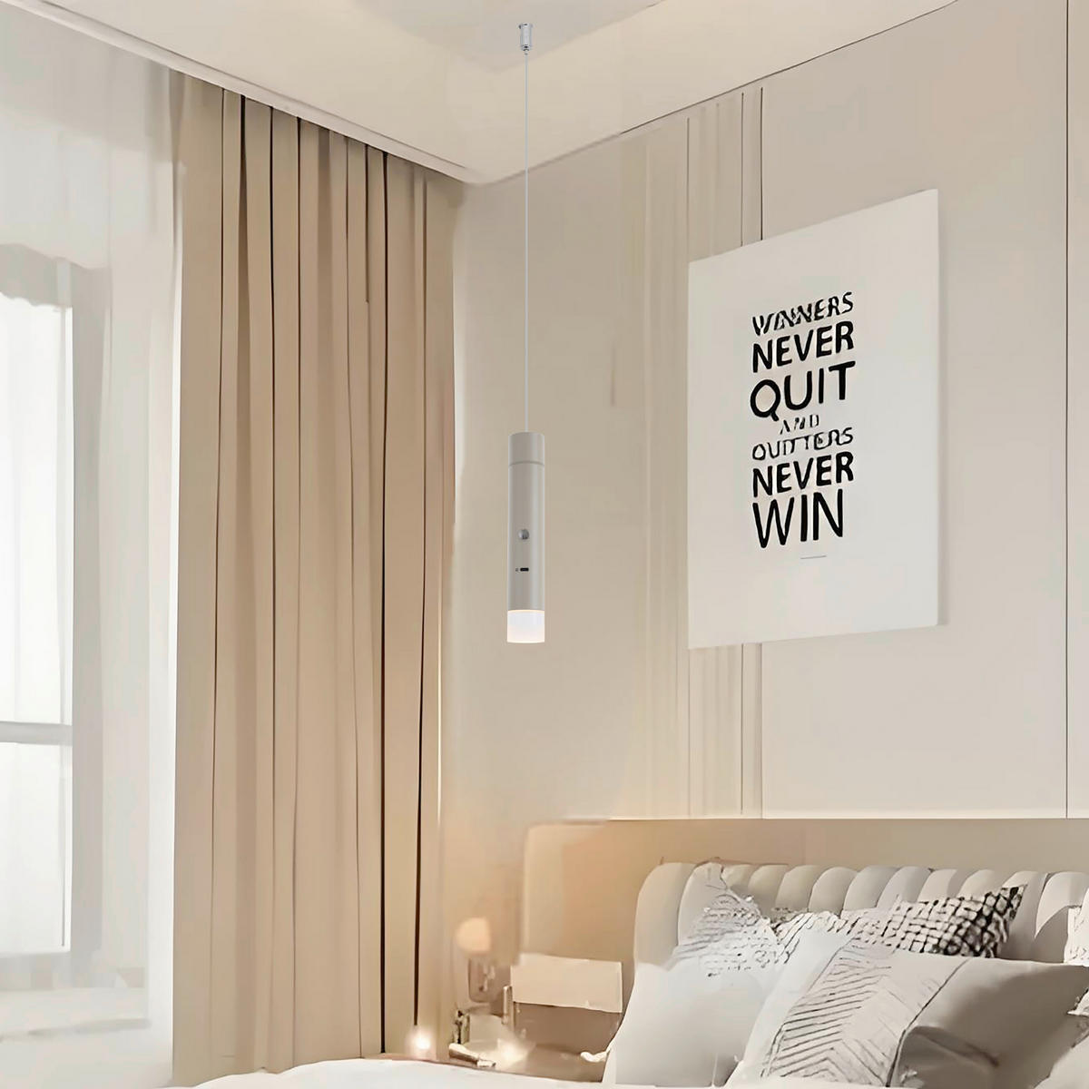 AKKU-LED-HÄNGELEUCHTE Nowa 3,8/120 cm   - Sandfarben/Klar, Basics, Kunststoff/Metall (3,8/120cm) - Novel