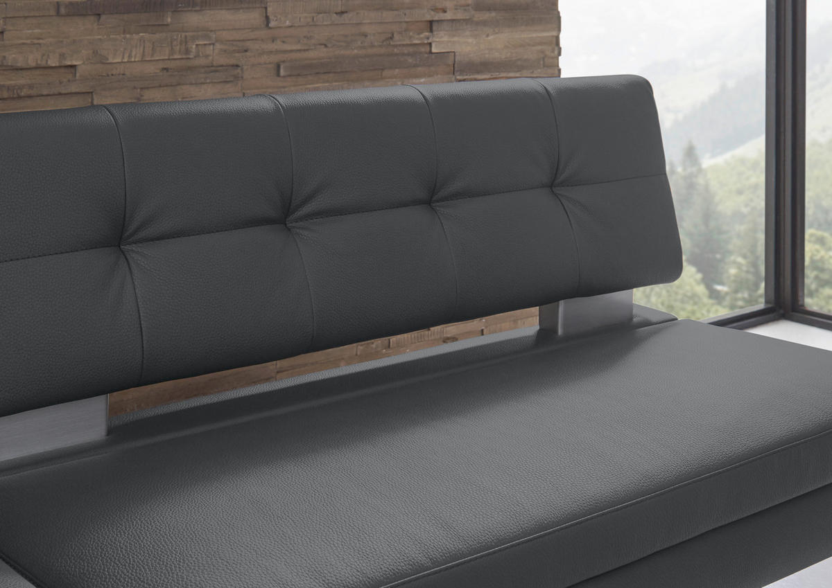 ECKBANK 158/200 cm  in Grau, Edelstahlfarben  - Edelstahlfarben/Grau, Design, Textil/Metall (158/200cm) - Dieter Knoll