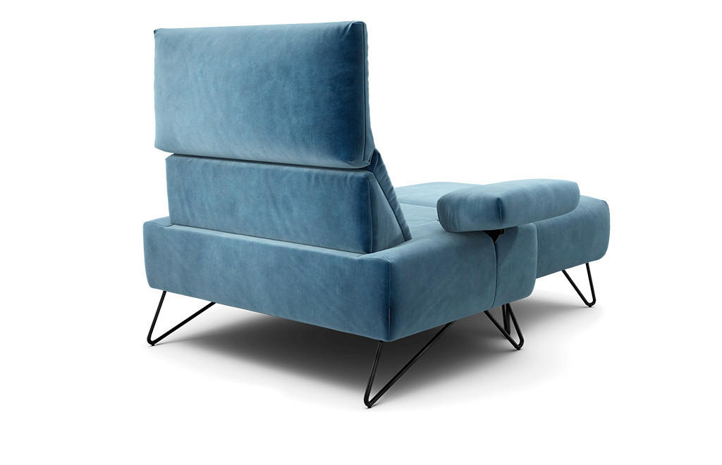 SESSELSET Samt Armteilverstellung    - Blau/Schwarz, Design, Textil/Metall (114-142/85/86-94cm) - SENSOO